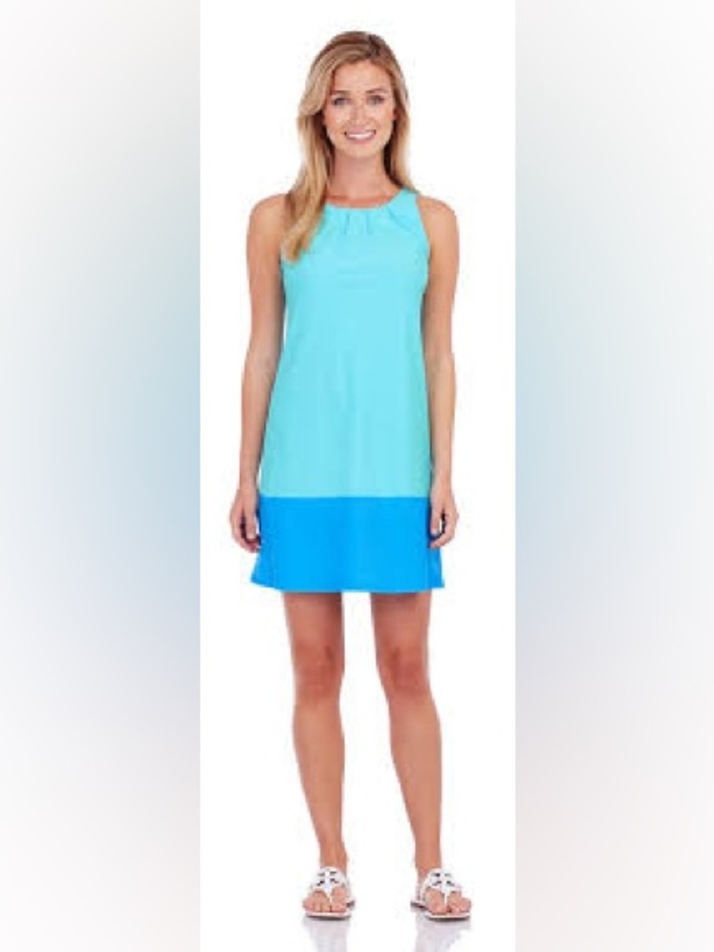 Jude Connally Aqua Sleeveless Shift Dress. Small